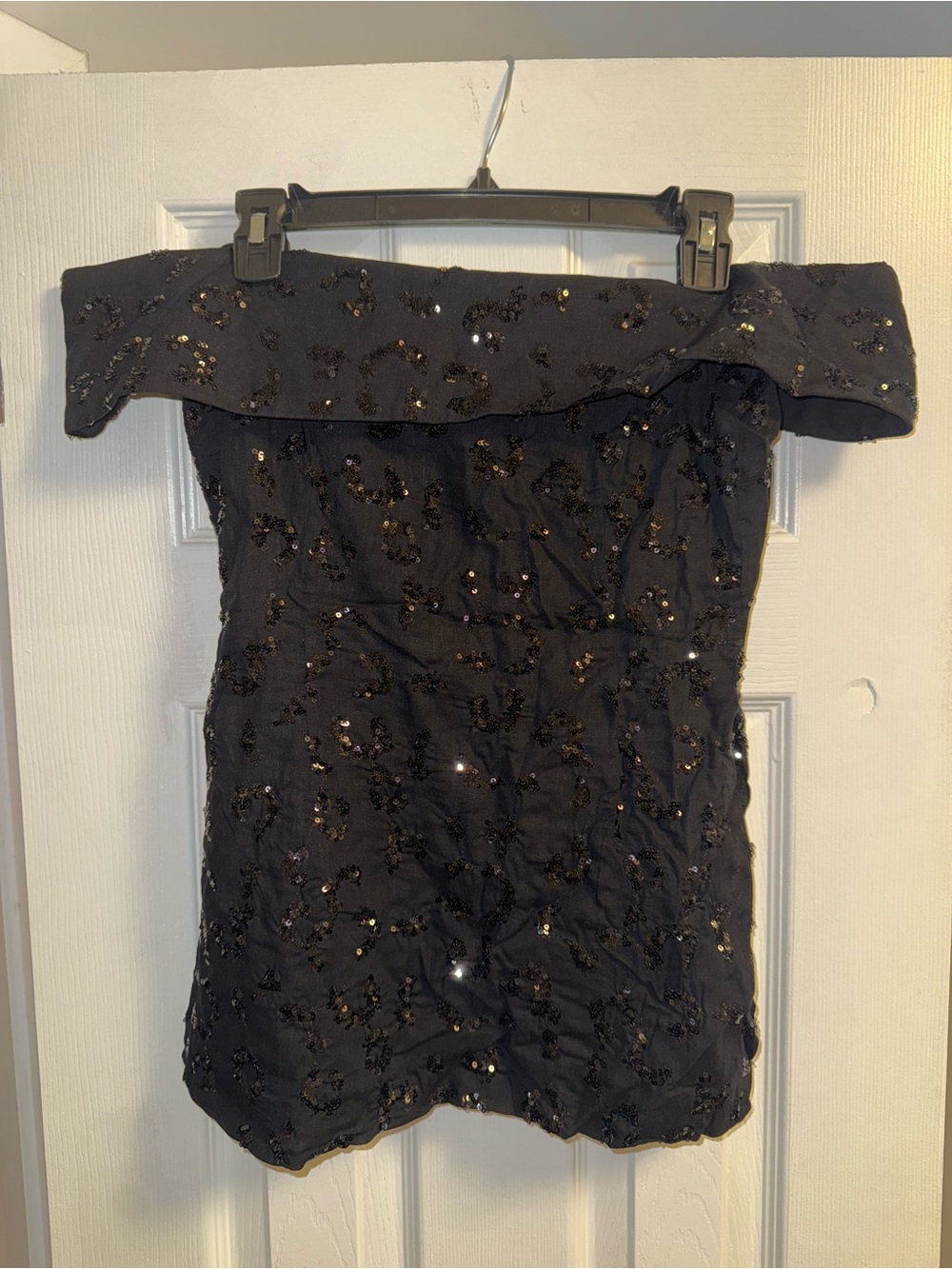 Zara Black Sequin Strapless Mini Dress